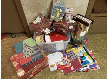 Large Grouping Of Gift Boxes & Bags, Etc.