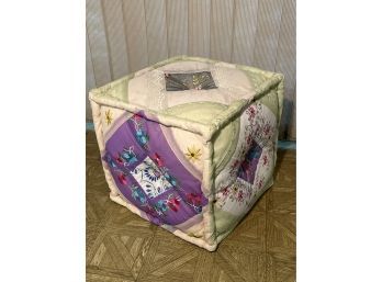 Embroidered & Quilted Cube Ottoman