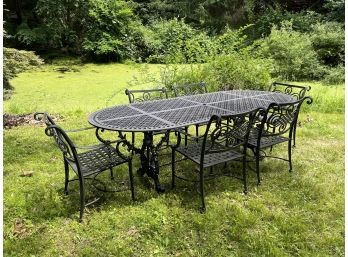 Cast Aluminum Patio Dining Table & (6) Chairs