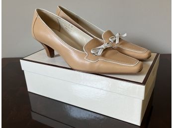 Coach Marcella Calf Heels In Camel & White Size 7