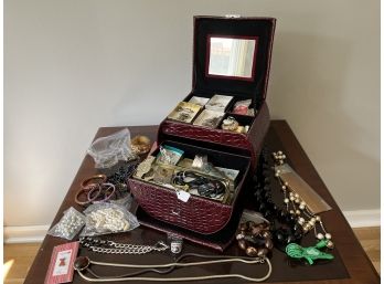 Grouping Of Costume Jewelry Incl. Travel Jewelry Box