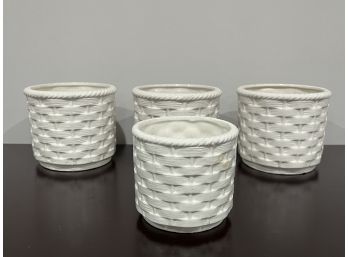 (4) Basket-Weave Ceramic Italian Kitchen Canisters