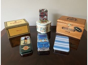 Grouping Of Cigar Boxes & Storage Tins