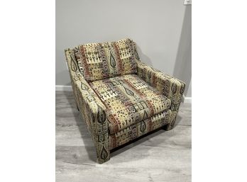 Modern Lounge Chair In Kilim-Style Fabric