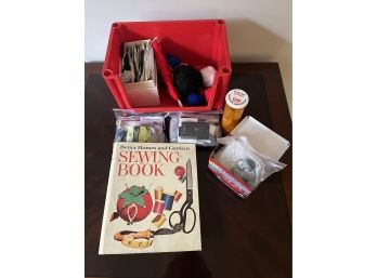 Grouping Of Sewing & Knitting Supplies Incl. Sewing Book