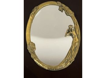 Art Nouveau-Style Solid Brass Vanity Mirror