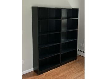 Contemporary Black-Finish Double Bookcase