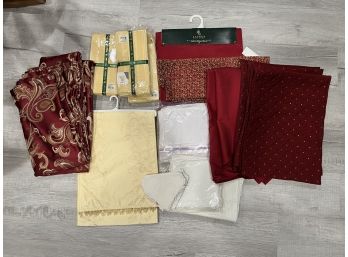 Grouping Of Linens Incl. Window Curtain, Placemats, Table Runners & Shower Curtain
