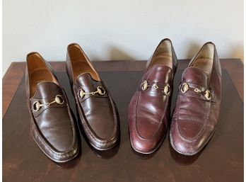 (2) Pairs Of Mens Gucci Leather Loafers
