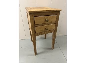 Country Primitive Pine Two-Drawer End Table