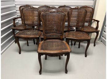 (8) Italian Carved & Caned Shell-Motif Dining Chairs