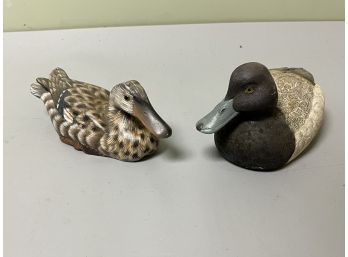 (2) Small Painted Duck Decoys Incl. Signed