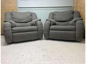 Pair Of Klaussner Furniture Reclining Lounge Chairs