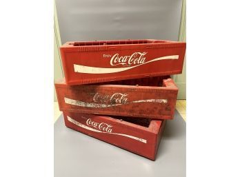 (3) Coca Cola Plastic Crates