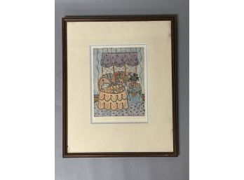 Diane Weeks Contemporary Signed Etching Of Baby