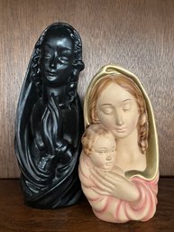 Vintage Made In Italy 6.5 Mary And Child Statue And Ceramic Mary Statue