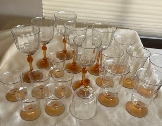 Vintage Amber Stem Fostoria Crystal Glasses
