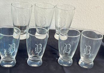 Etched Monogram B Beer Glasses