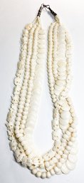Vintage Large Mutli-Strand Bone Carved Necklace