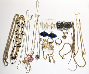 Large Variety Gold-Toned Costume Jewelry Lot