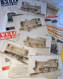 Vulcan Iron Works Gasoline, Steam Locomotives Pamphlets, Bulletins, B&w Photos