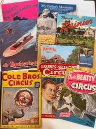 Vintage Souvenir Magazines Circuses, Knotts Farm, Mt Rainier, Miss Budweiser