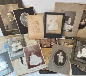 Antique Cabinet Black And White Photos/ Children, Staged Infant, ? Deceased