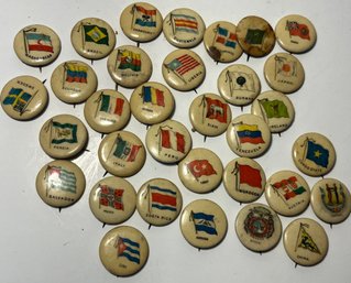 Antique 1896 SWEET CAPORAL Cigarette BUTTON PIN Countries Lot