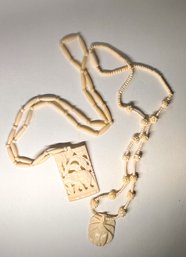 Two Gorgeous Bone Carved Necklace, Great Condition