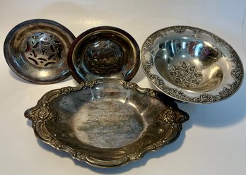 Silverplate Award Trophy Plate, Bowl And Coquillor Glace