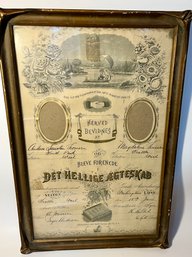 Antique Pie Crust Bat Wing Framed Dutch Marriage From 1907