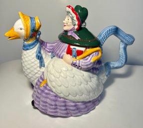 Dept 56 Retired Mother Goose Handpainted Teapot And Cups