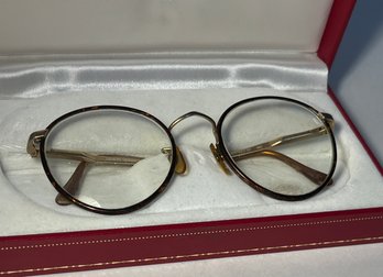 Vintage Giorgio Armani Round Gold Metal Tortoise Mens Eyeglasses