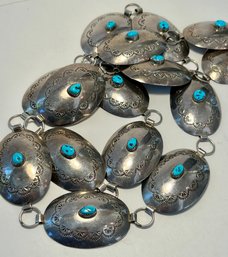 Southwestern Silver /turquoise Conch Belt