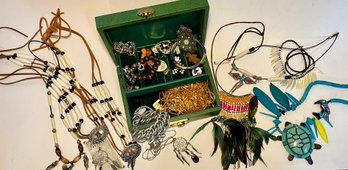 Vintage Jewelry Box And Mixed Costume Jewelry