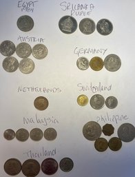 Foreign Coin Lot-egypt, Srilanka, Austria, Germany, Thailand, Netherlands, Switzerland