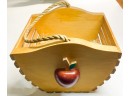 2 Apple Heritage Ware Plates And Apple Wooden Basket With Handle