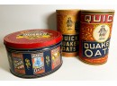 Vintage Quaker Oat Tins And Cannisters