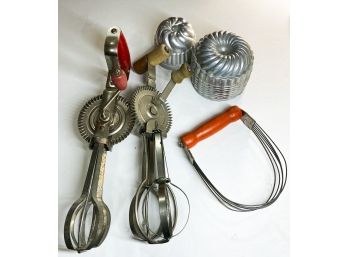 Vintage Baking Utensils, Pastry Cutter, Hand Mixer And More!