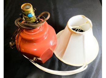 Coral Colored Lamp And Shade Set