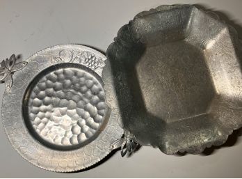Hand Forged Metal Serving Platters, Vintage
