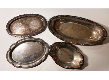 Ornate Mixed Silver Plate And Pewter Tray And Serving Dish Lot