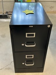 Black 2 Draw Metal File Cabinet