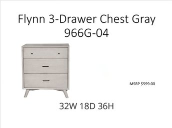 Flynn Mid-Century 3 Drawer Chest Gray