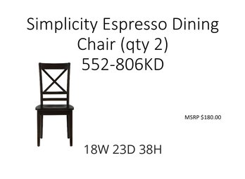 Simplicity Expresso Dining Chair  Box Of 2