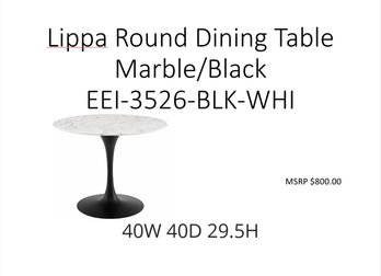 Lippa Round Dining Table Marble /black 40