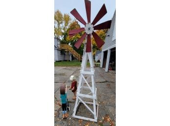 Handmade Windmill With Children And Dog