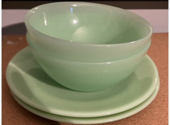 Lot Green Jadeite Green Bowls & Plates