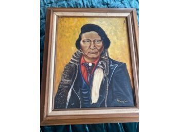 Beautiful Signed Oil On Canvas Native American Painting