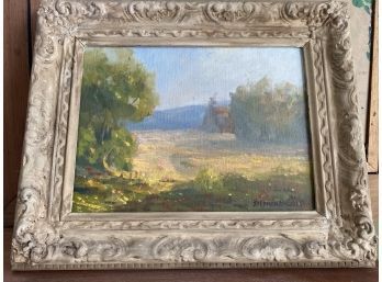 11x14 Oil On Canvas Landscape Painting In Antique Frame